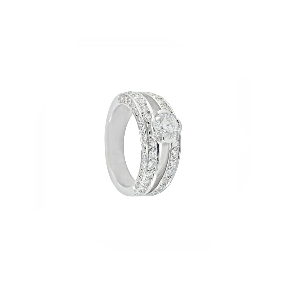 Two Band Diamond Engagement Ring - Image 2