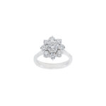 Starburst Floral Diamond Halo Engagement Ring
