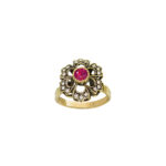 Ruby and Diamond Vintage Flower Ring