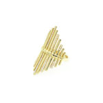 Vertical Lines Diamond Geometrical Gold Ring - Image 2