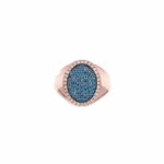 Blue Diamonds Rose Oval Chevalier Ring