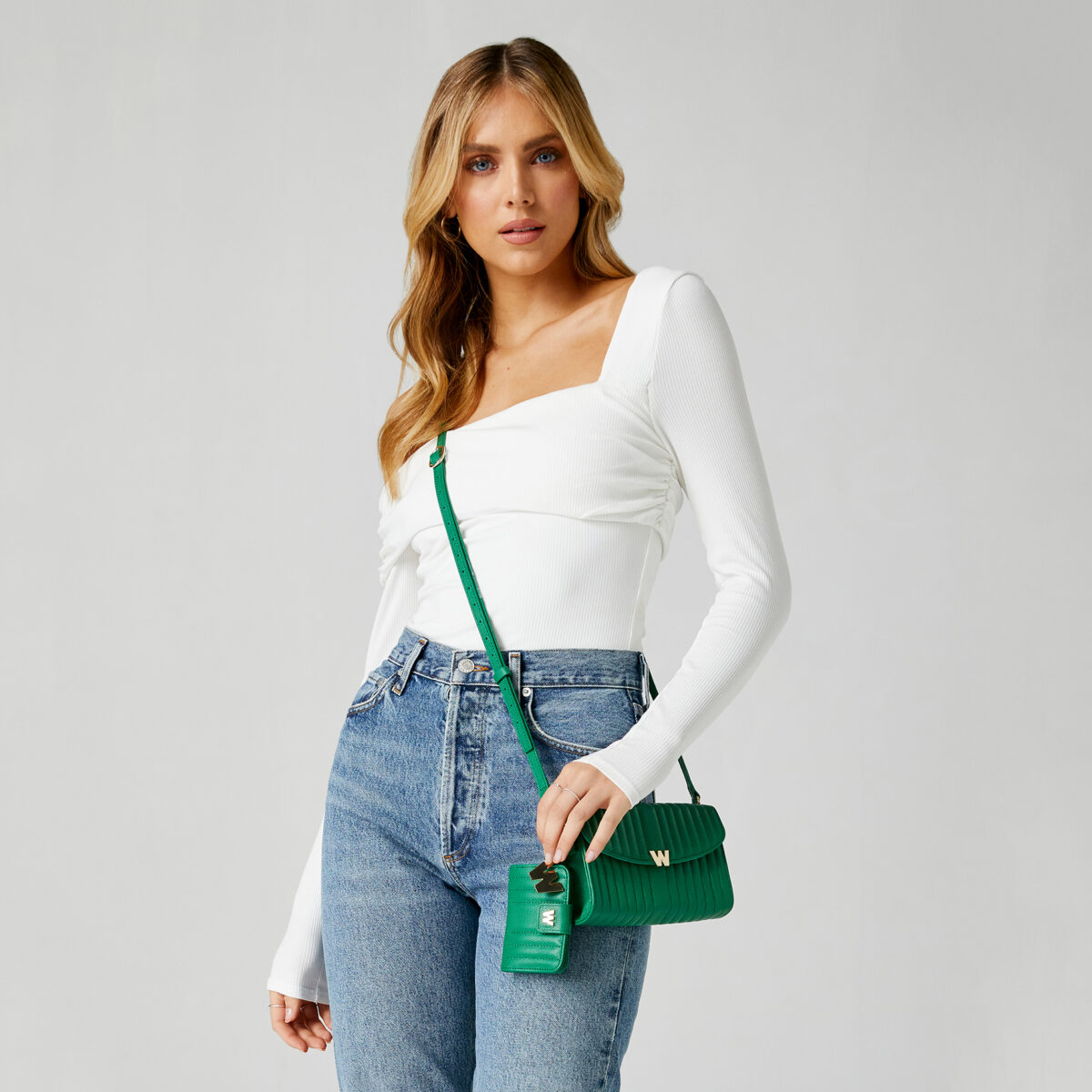 Wolf Mimi Forest Green Crossbody Bag with Wristlet - Image 13