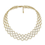 Oro Trend Diamond Wavy Strands Gold Necklace