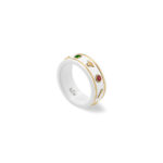 Gucci Icon White Band with Gemstones Gold Ring