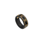 Gucci Icon Gold Black Band Interlocking G Ring
