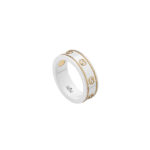 Gucci Icon Gold White Band Interlocking G Ring