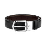 Montblanc Horseshoe Buckle Black-Brown Reversible Leather Belt 30mm