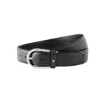 Montblanc Horseshoe Buckle Gray Leather Belt 35mm