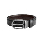 Montblanc Horseshoe Buckle Black-Brown Reversible Leather Belt 30mm
