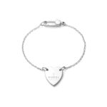 Gucci Trademark Heart Pendant Silver Bracelet