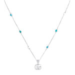 Gucci GG Marmont Double G Mother of Pearl Silver Necklace