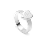 Gucci Trademark with Heart Pendant Silver Ring