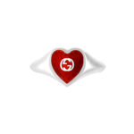 Gucci Red Heart with Interlocking G Silver Ring - Image 2