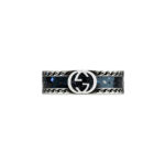 Gucci Black Enamel Interlocking Silver Ring - Image 2