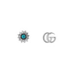 Gucci GG Marmont Double G Flower Silver Stud Earrings