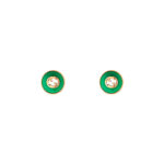 Gucci Interlocking 18k Rose Gold Green Agate Stud Earrings