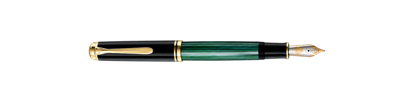 Classic Green Striped Fountain Pen Pelikan Souverän M1000 Black-Green Fountain Pen - Image 1